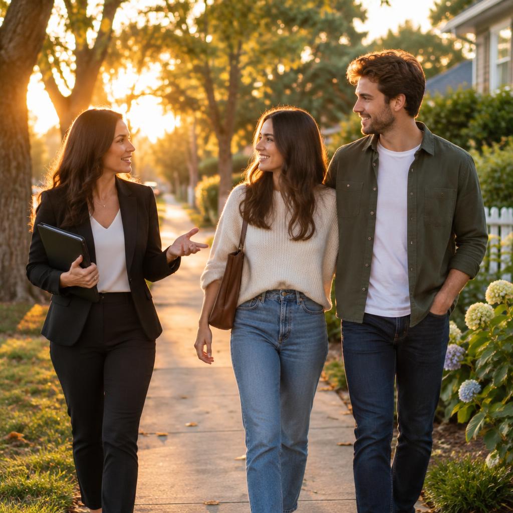 Agent walking with clients