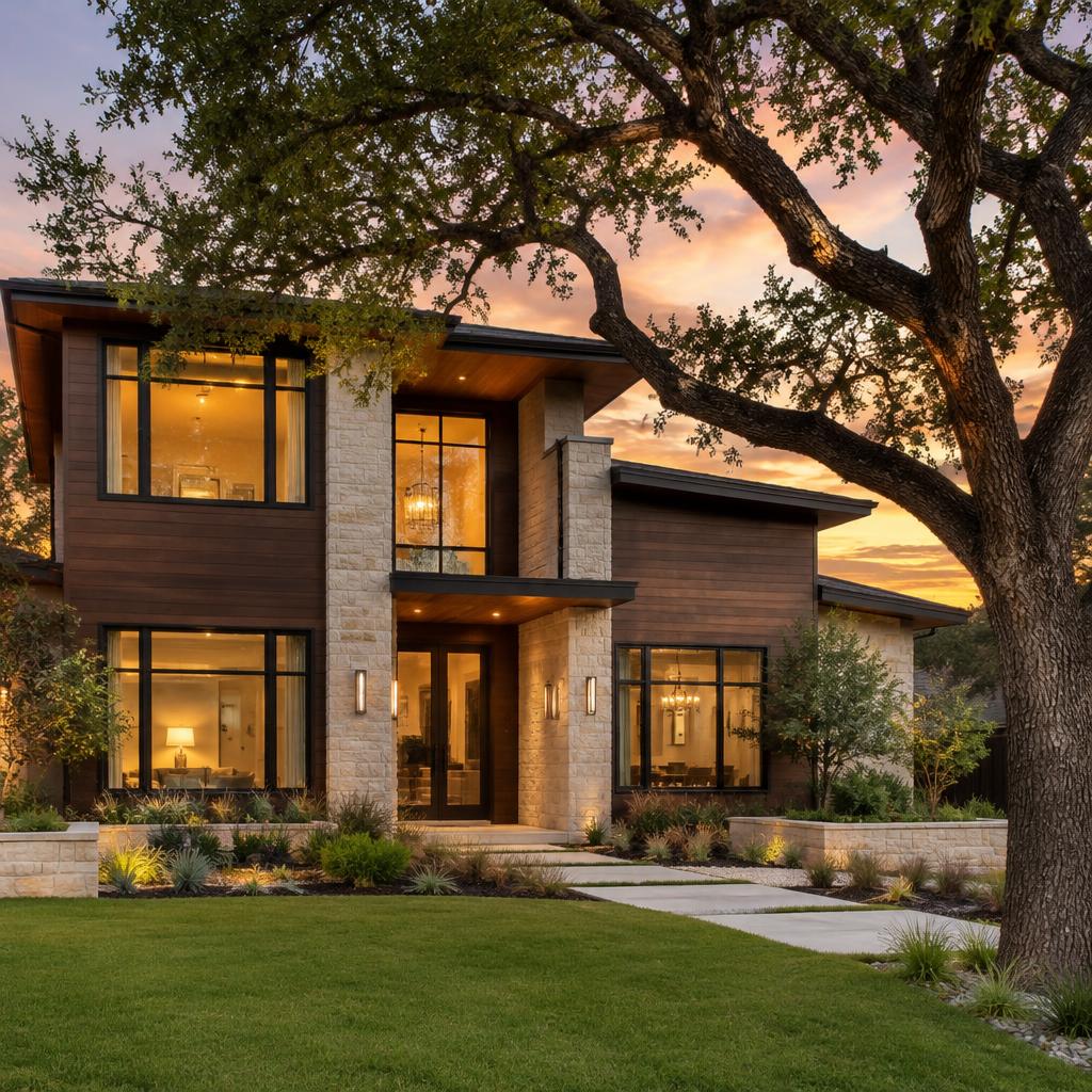 Sample modern home used in an open house flyer